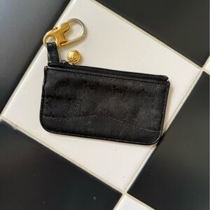 Gucci Black Key & Card Holder with Gold Hardware